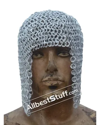 Aluminum Short Hood Flat Riveted Chain Mail Coif